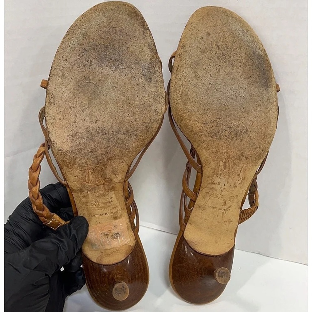 Vintage Celine Tan Braided Leather Sandals - Picture 11 of 11
